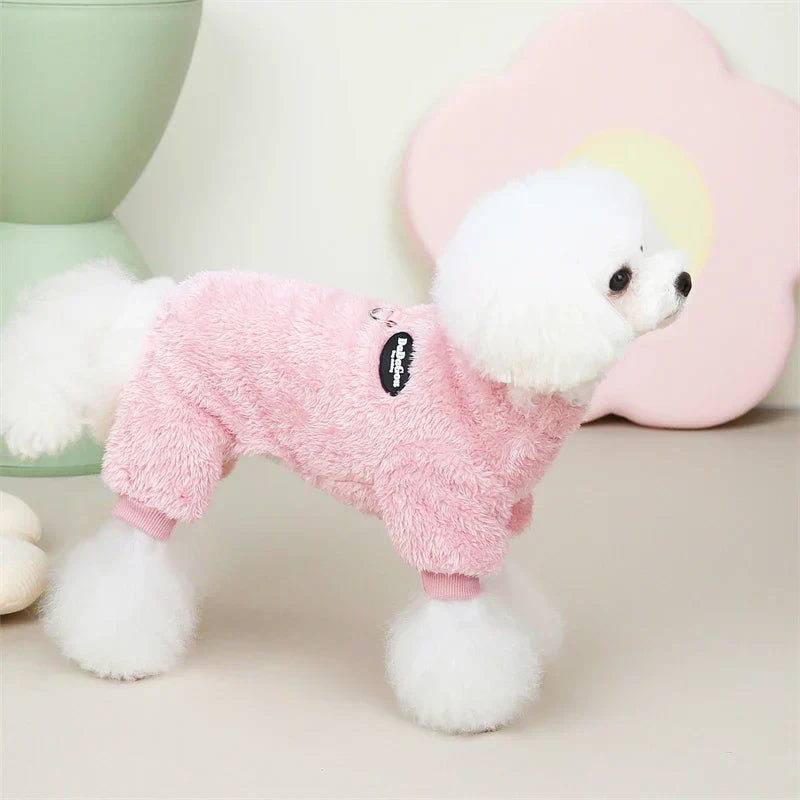 Fleece Pet Jumpsuit with Pull Ring