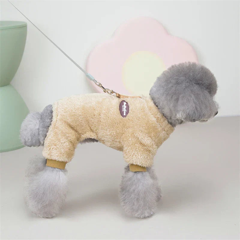 Fleece Pet Jumpsuit with Pull Ring