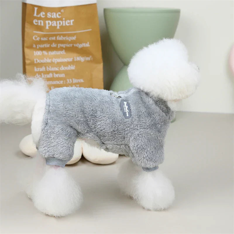 Fleece Pet Jumpsuit with Pull Ring